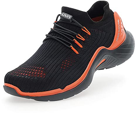 UYN Herren City Running Sneaker, Black/Orange, 42 EU