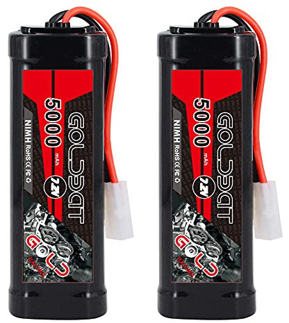 GOLDBAT 7.2V 5000mAh RC NiMH Battery with Tamiya Plug for RC Car RC Truck Associated HPI Losi Kyosho Tamiya Hobby(2 Pack)