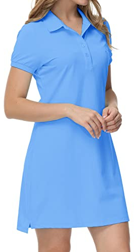 MoFiz Vestido de Polo Mujer Manga Corta Verano Algodón Trabajo Vestido Deportivo Tenis Golf Dress
