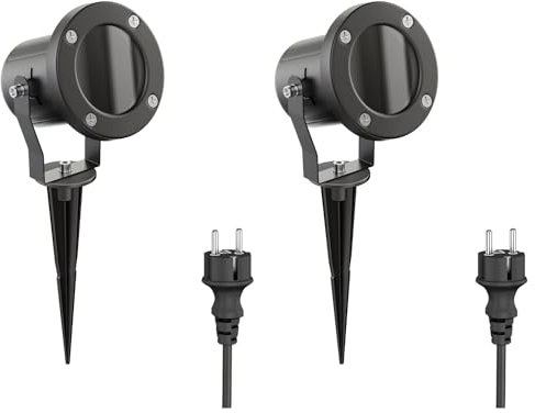 ledscom.de 2 Stück LED Gartenstrahler MIBU schwarz mit Erdspieß für außen, Edelstahl, ohne Leuchtmittel