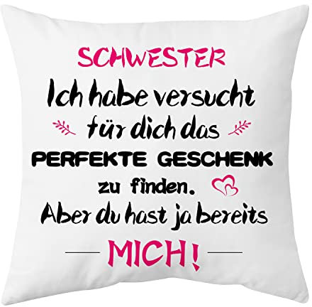 Shoppawhile Schwester Geschenk zum Geburtstag Geschenke für Schwester Weihnachten Geschenk Schwester Kissenbezug 45x45cm