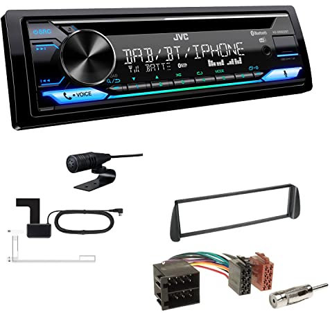 JVC KD-DB922BT 1-DIN Autoradio CD-Receiver Bluetooth DAB+ Digital Radio Einbauset passend für Citroen Xsara und Xsara Picasso 2000-2010 schwarz