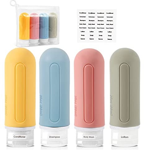 Travel Bottles for Toiletries Silicone 89ml, 2025 Newly Upgraded Leakproof Travel Containers for Toiletries, Empty Refillable Small Travel Size Bottles Set for Shampoo Conditioner Travel Accessories
