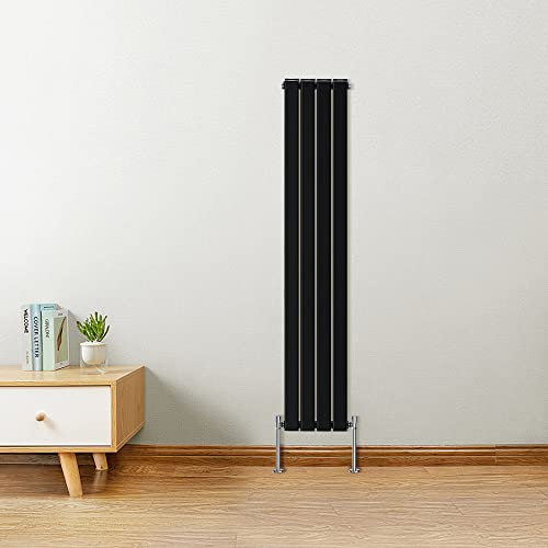 Warmehaus Vertical Designer Radiator Flat Panel Modern Heating Double Black Radiator 1800x274mm