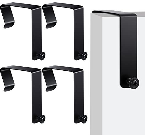 Oudain Universal-Trennwand-Aufhänger-Set, Bürokabine, Whiteboard, Aufhänger, Metall, Tür-Spiegelhaken, verstellbar, passend für 3,8 bis 6,3 cm dicke Paneele, Schwarz, 4 Stück