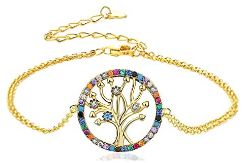 VICKWOOD Chaîne Arbre de vie Arbre de Vie Bracelet Femme Collier Avec Pendentif Arbre de vie en Argent 925 Sterling en Or ou Argent Cadeau pour Femme (Bracelet-or)