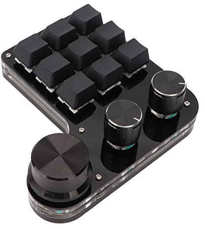 Bewinner Clavier Mécanique Macro à Une Main, 9 Touches RVB rétroéclairé Mini Clavier de Jeu Bleu, 9 Touches Entièrement Programmables Clavier de Jeu avec 3 Boutons pour Ordinateur Portable