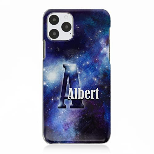 Personalised Initials Phone Case For Apple iPhones, 16, 15, 14,13, 12, 11, Pro Max, Mini, XR, SEBlue Initial Name, Star Galaxy Universe Hard Phone Cover, Space Phone Case For Boys