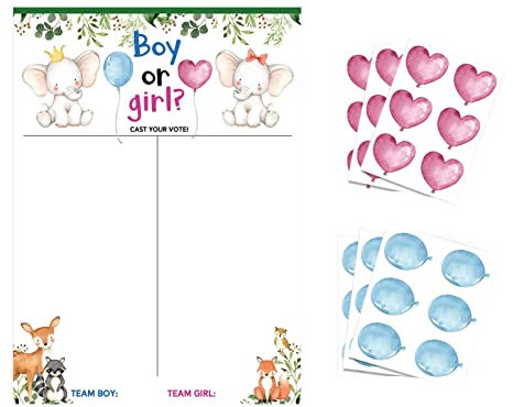 QARIDO Gender Reveal Voting Board, He or She Gender Reveal Poster, Baby Vote Game Gender Reveal Poster für Babyparty Party