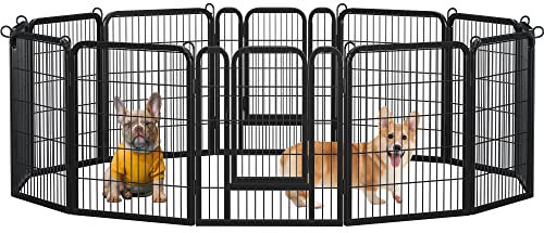 Abician Parc pour Chien en 12 Panneaux Enclos pour Chien en Métal Parc pour Animaux de Compagnie Intérieur Extérieur 80 cm de Haut