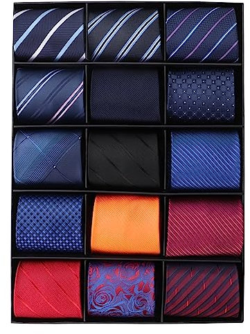 MEIANJU Herren Krawatten Set Klassische Krawatten 15pcs Geschenkbox Sammlung Krawatte Business Hochzeit Edel Männer Krawatte Gewebte Jacquard Krawatten, Mix Color4 – 144,8 x 7,6 cm [15 Stück],
