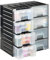 Navaris Porta Minuteria Grande con 8 Cassetti - Scatola di Smistamento in Plastica - Sistema di Organizzatore di Viti - Box per Attrezzi Officina - Cassettiera Nera