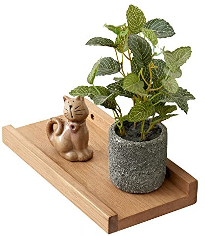 OAKERLAND Mensola da Muro in Legno, 30cm Mensola da Parete per Foto Decorazioni, Mensole Sospesa in Rovere Massiccio per Casa, Ufficio, Camera da letto, Soggiorno, Cucina