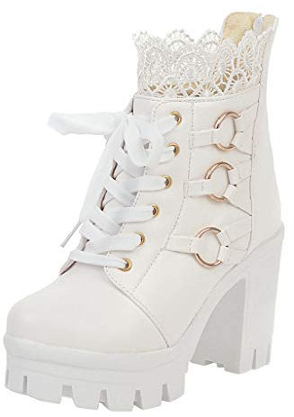 Stivali Alti Senza Tacco Donna Stivali Stivali Moto Donna 40 Stivali Equitazione Donna Scarpe da Donna Stivali Sandali Donna Eleganti Scarpe da Corsa Donna Offerta 3-Bianco 35.99