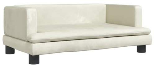 vidaXL Kindersofa, Couch für Kinder, Kindercouch mit runden Kanten, Kindersessel Minisofa Polstersofa Kindermöbel Sofa Kinderzimmer, Creme Samt