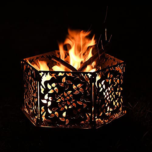 Sechseckige Feuerstellen und -Schalen für den Außenbereich, große holzbefeuerte Feuerstelle, Grill, 360°-Wärmezirkulation, Terrassenheizung für Hinterhof, Garten, Camping