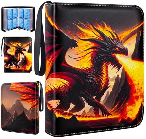 Raccoglitore Carte con Cerniera - Album per Gioco Carte, 50 Pagine 400 Carte Capacità Album di Carte Collezionabili, Libro Porta per Carte, PU Album Impermeabile, Arancia