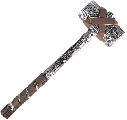 P'TIT Clown - 23288 - Marteau Factice - Accessoire Déguisement Thor, Viking - pour Compléter Costume Carnaval, Cosplay, Halloween - Fête Costumée - Plastique - 60 cm