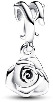 TCZNAF Ciondolo Sparkling Rose Charm Pendant Compatibile per Bracciali Europei Festa della Compleanno e San Valentino Gifts da donna
