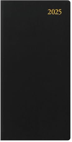 Letts of London Signature Slim Wochenansicht Leder Tagebuch 2025 17,3 cm Höhe Schwarz Büro- und Schulbedarf C38SUBK