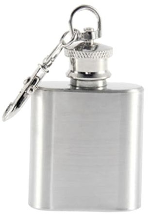 TOPBATHY 1 Stainless Steel Hip Flask Flat Lid Jug with Keychain Whiskey Bottle Hip Flask with Keychain Pocket Flask Flat Cover Kettle