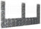Keyroto Gabionen Gabionenkörbe Gabionenwand Gabionen Säule Gabionenkorb U-Form mit 3 Säulen Eisen 260x20x150 cm