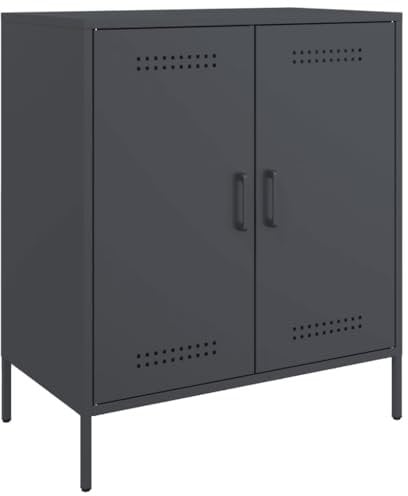 vidaXL Sideboard, Kommode mit Stauraum, Anrichte Schrank für Wohnzimmer, Beistellschrank Mehrzweckschrank, Industrie-Stil, Anthrazit Stahl