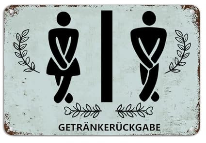 Lustiger Spruch Getränkerückgabe WC Schild für Badezimmer Vintage Gäste WC Deko Toilette Türschilder 20x30 cm