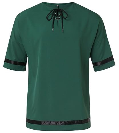 Tunika Herren Mittelalter, Viking Schnürhemd Renaissance Viktorian Steampunk Piraten Hemd Kurzarm/langarm Mittelalterliches Vintage-Kostüm Mittelalter Hemd Herren-Kostüm Mit Schnürung Baumwolle