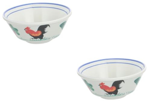 ANDRESLAD 2pcs Vintage Rice Bowl Retro High Foot Serving Dish for Farmhouse Decor Elegant Food Storage Bowl Smooth Edges for Noodles Soup and Rice Design for Everyday Use