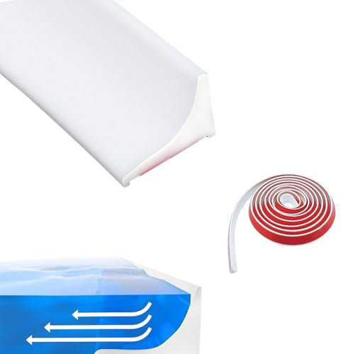 Cotensta 200cm Blanc Barre de Seuil de Douche Autoadhésive, Silicone Barrière de Seuil de Douche, Joint de Seuil de Douche, Joint d'étanchéité pour Porte de Douche sans Cadre