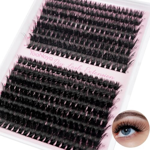 YOONOYA 320PCS Faux Cils 80D+100D Extensions Cils Volume Russe pour Individuels Extensions DIY, 0.07mm D Curl 9-16mm mix Lash Clusters, Bouquet Extensions de Cils Naturel (80D+100D, 9-16mm-mix)