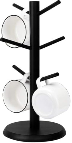 DRJCKOLOTH Soporte de Madera para Tazas con 6 Ganchos, Ideal para Cocina, Oficina y Hogar