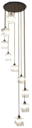 Luxuriöser Kristall-Kronleuchter für hohe Decke, modernes Design, geeignet für Wendeltreppe und Foyer, quadratischer Lampenschirm, ideal für Wohnzimmerdekoration.
