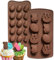 Molde de Chocolate de Pascua, Molde de Tableta de Chocolate, 2 Piezas Molde de Silicona para Chocolate, Molde de Huevos y Conejo de Pascua para Chocolates, Caramelos, Gelatina, Hielos, Pasteles Casero