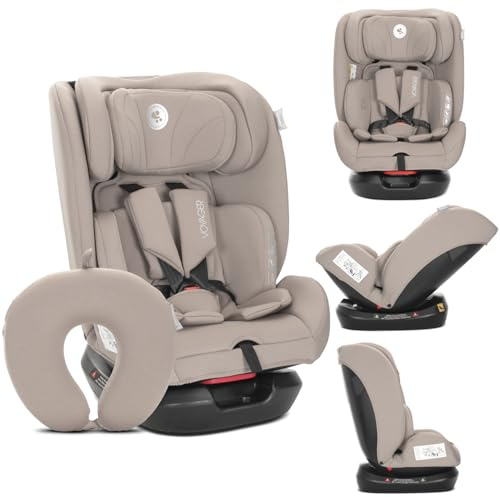 Lorelli Mitwachsender Kindersitz i-Size 40-150cm, Baby Autositz Voyager, Gruppe 0+/1/2/3, Autokindersitz ab Geburt bis 12 Jahre, 0-36 kg, Auto Babysitz ab Geburt, 5-Punkt-Gurt, Beige