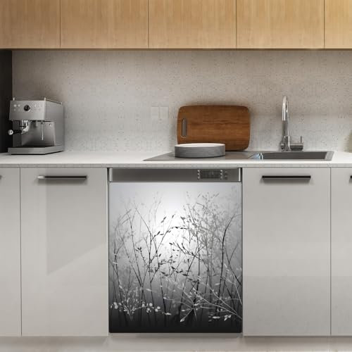 Mexpekil Branch Grey Dishwasher Magnet Cover 21x26Inch Decorative Dish Washer Sticker for Front Door Waterproof Kitchen Appliance Panel Magnetic Decal