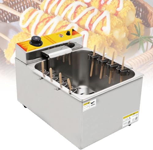 Electric Deep Fryer for Corn Dog Maker, 12L Large Capacity Cheese Mozzarella Hot Dog Sticks Fryer Electric Deep, Cheese Hot Dogs Sticks Frying Machine, for Restaurant