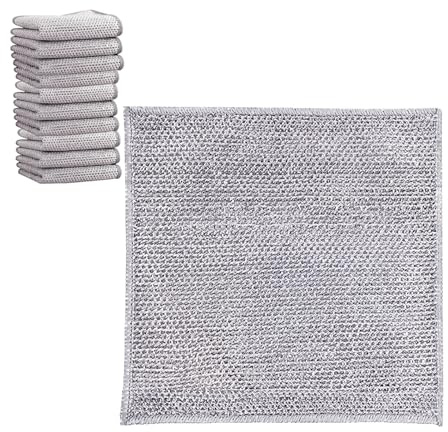 VoxelTek 10 Stück 20x20cmTeigreinigungstuch, Spüllappen, Mesh Spültuch, Wiederverwendbares Magisches Reinigungstuch, Spüllappen & Putztücher für Geschirr, Arbeitsflächen, Edelstahl & Ceranfel
