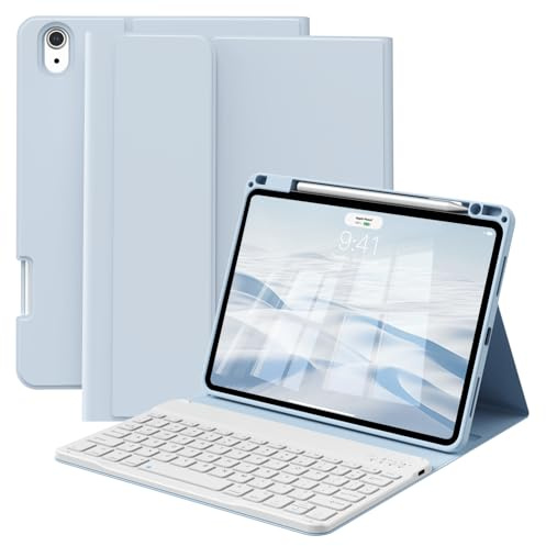 GKABXY for iPad Air 11 inch Case with Keyboard M4/M3/M2 (2026/2025/2024) | Folio Cover with Pencil Holder, Detachable Keyboard case for ipad Air 5th/4th Generation (2022/2020) 10.9 inch, Sky Blue
