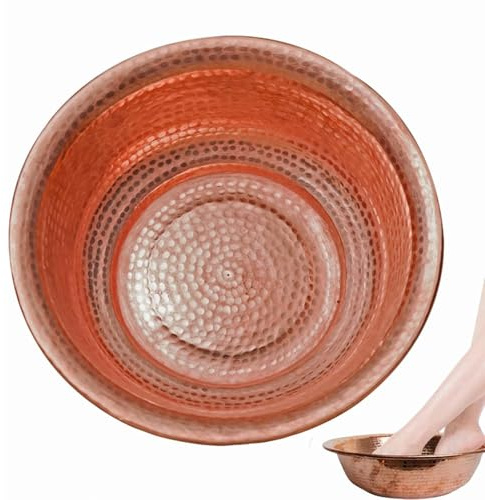 Handgehämmerte Pediküre-Schalen aus Kupfer, reines natürliches Kupfer, traditionelle Handwerkskunst, für Hochzeitsfeiern, Gesichtswäsche, Fußbad