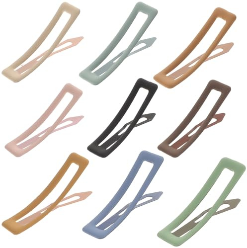 Eisen Einfache Haarspangen 9 Stück-pack mit Druckknopfverschluss | Mädchen und , 3 Karten pro Packung, Schlichtes Design, Kunstharz Detail