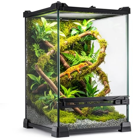 Glas-Reptilien-Terrarium, Insektenzucht-Tank, Vivarium-Lebensraum für Eidechsen, Hornfrösche, Schlangen und Spinnen, Reptilien-Glasterrarium für Amphibien (Vertikal)