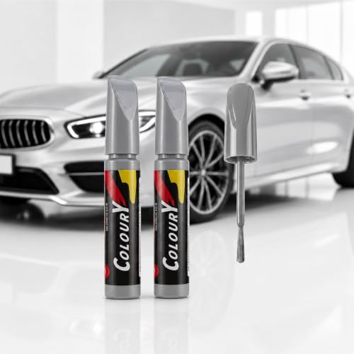 Nurila 2 Lackstift Auto, Lackstift Silber für Kratzer und Steinschläge | Auto Lackstift Grau Metallic, Felgenlack Silber für Lack Reparatur