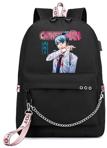 Huacaiyu Unisex Denji Merch Rucksack Cartoon Anime Pochita Reze Schulrucksack Haikyuu Anime Studenten Schulranzen Casual Laptop Rucksack für Manga Fans Cosplay Geschenk Schwarz