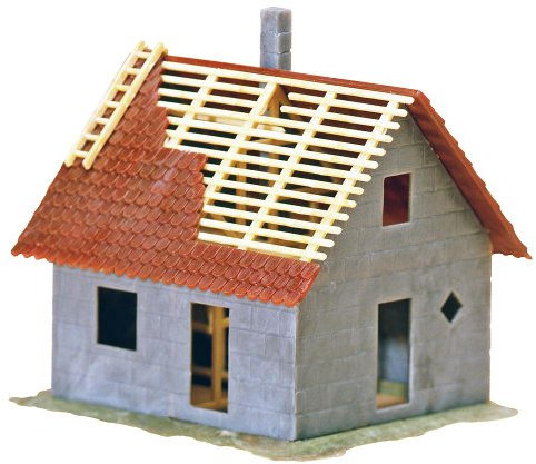 FALLER 130246 - Haus im Bau, 80 x 75 x 65 mm, Grau, Braun, Hellgelb