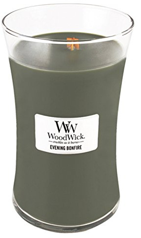WoodWick Evening Bonfire Holiday Candle Gifts for Women and Men, 21.5 oz Large Hourglass Candle with Crackling Wick