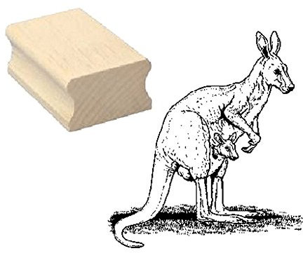Stempel Holzstempel Motivstempel « KÄNGURU mit KIND » Scrapbooking - Embossing Kinderstempel Tierstempel Tierpark Zoo Australien
