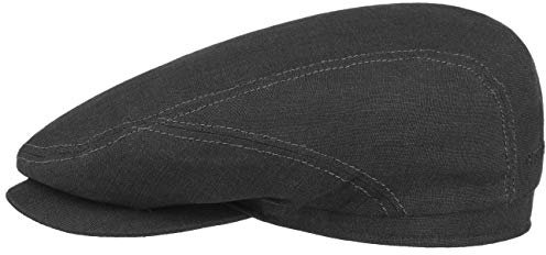 Stetson Belfast Leinen Sportmütze Herren - Made in Europe - Aus 100% Leinen - Gefüttert mit Baumwolle - Atmungsaktiv & hautsympathisch - Mit Ripsfutterband - Kappe Frühjahr/Sommer schwarz 62 cm