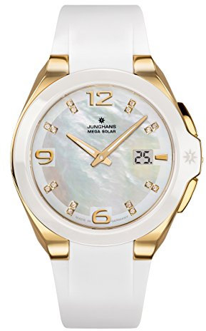 JUNGHANS Damenuhr Funk Solar Spektrum Weiß/Goldfarben 15/1506.00